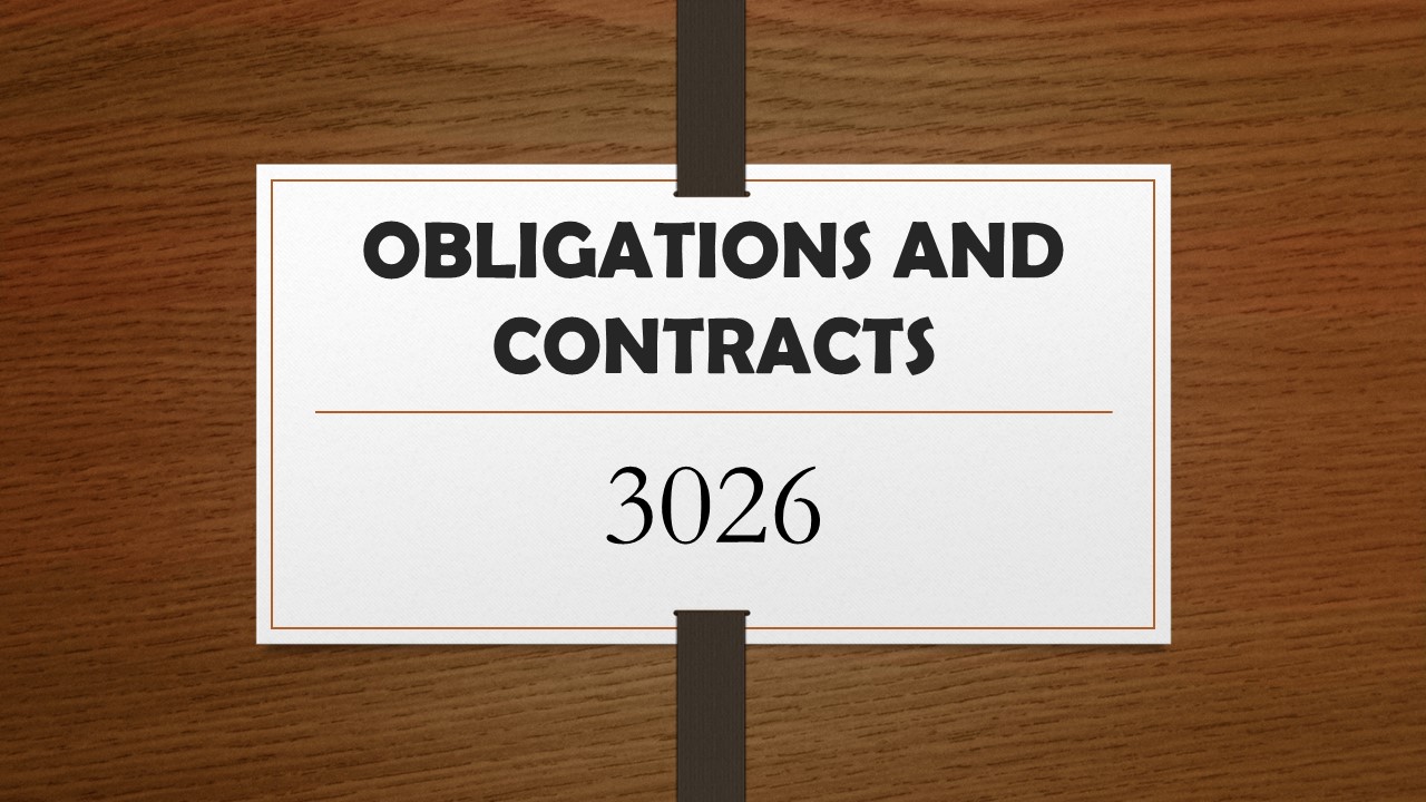  Law on Obligations &amp; Contracts