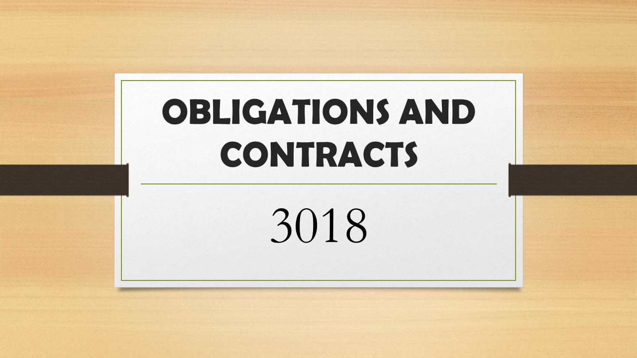 Law on Obligations &amp; Contracts
