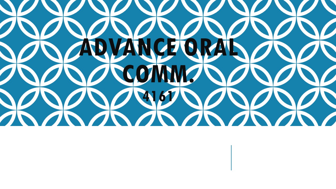 Advanced Oral Communication 4161