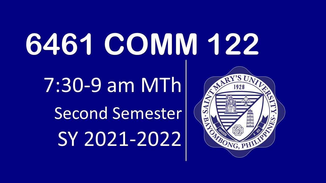 Comm 122 Communication Theory 2nd sem 2021-2022