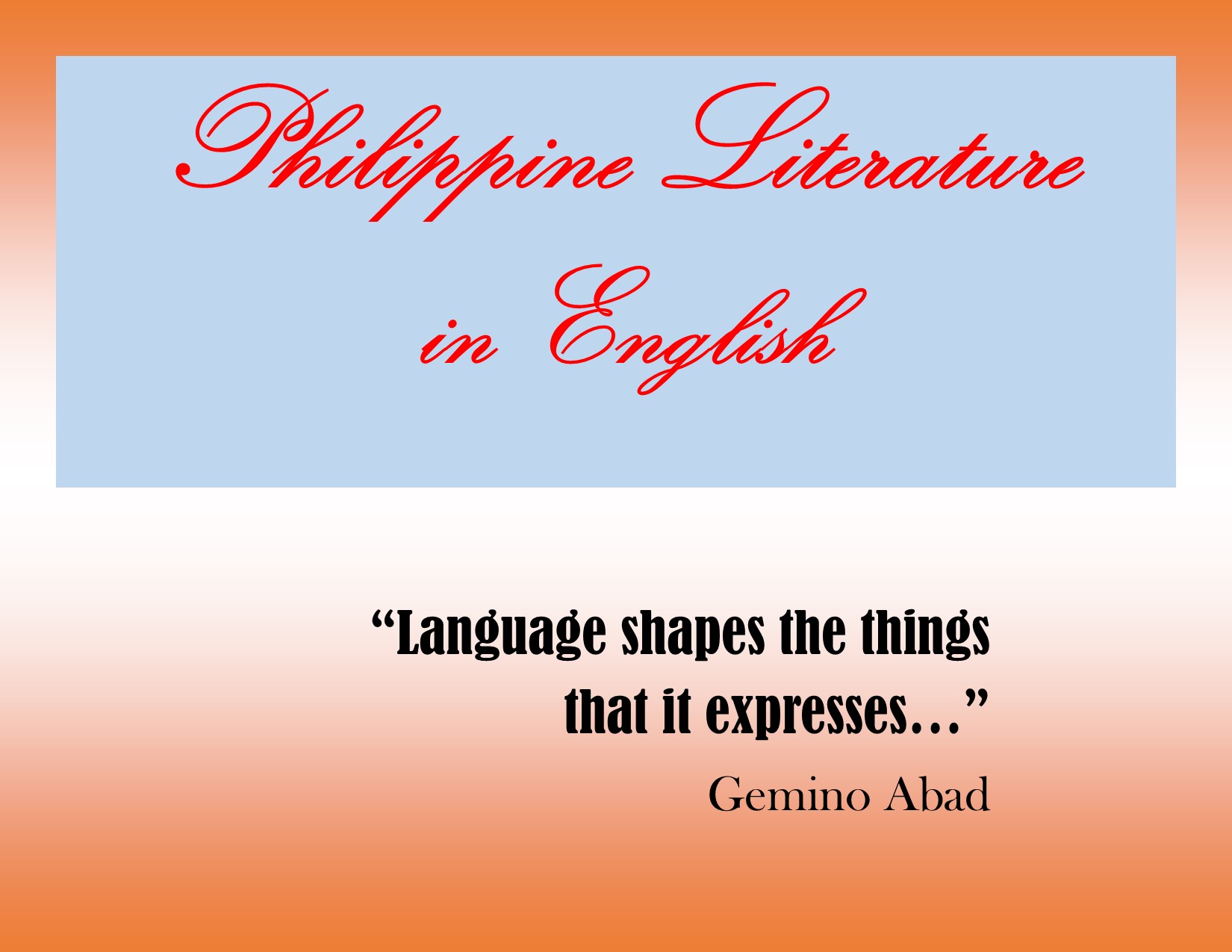 Survey of Philippine Literature in English