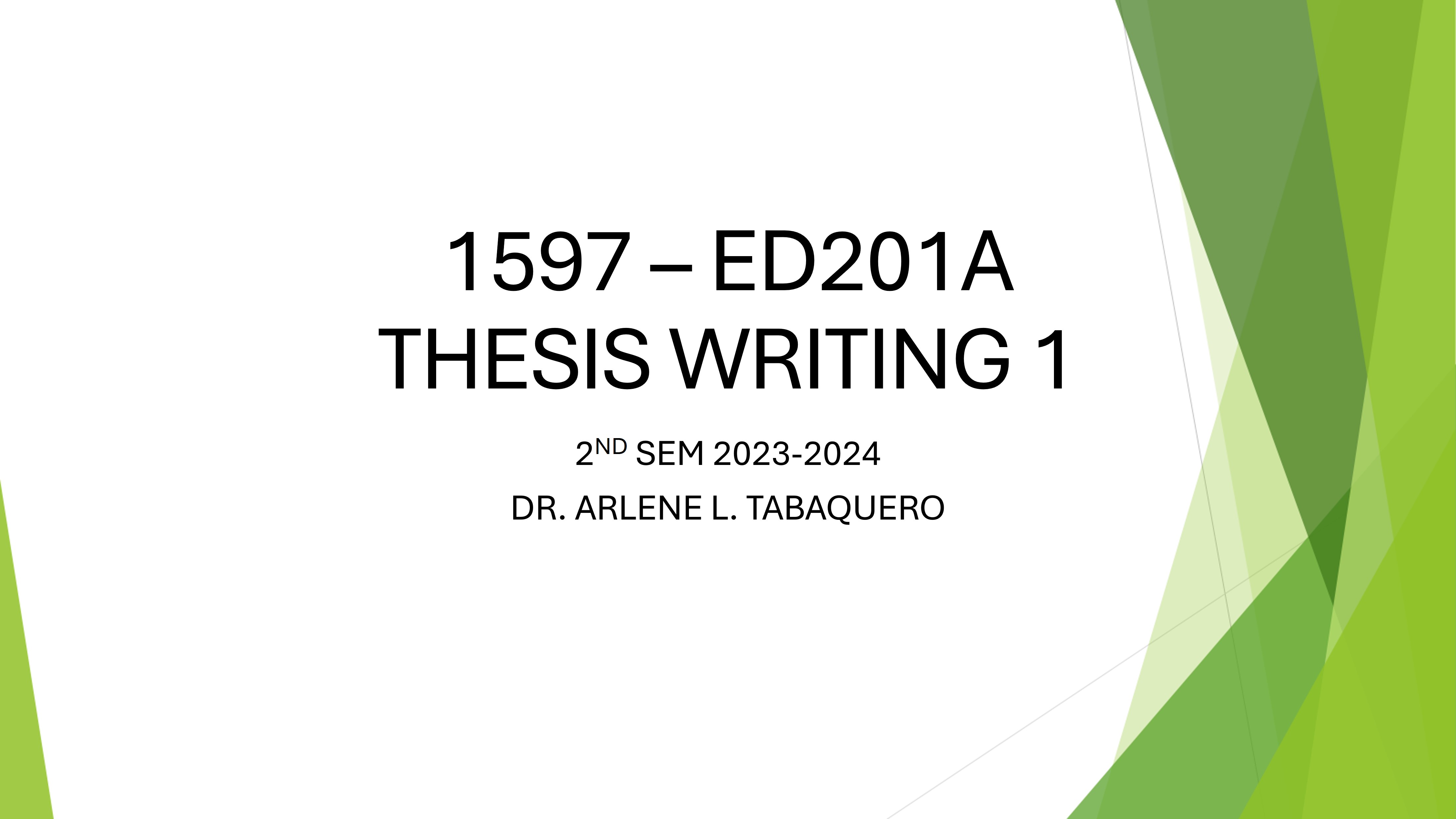 Thesis Writing 1
