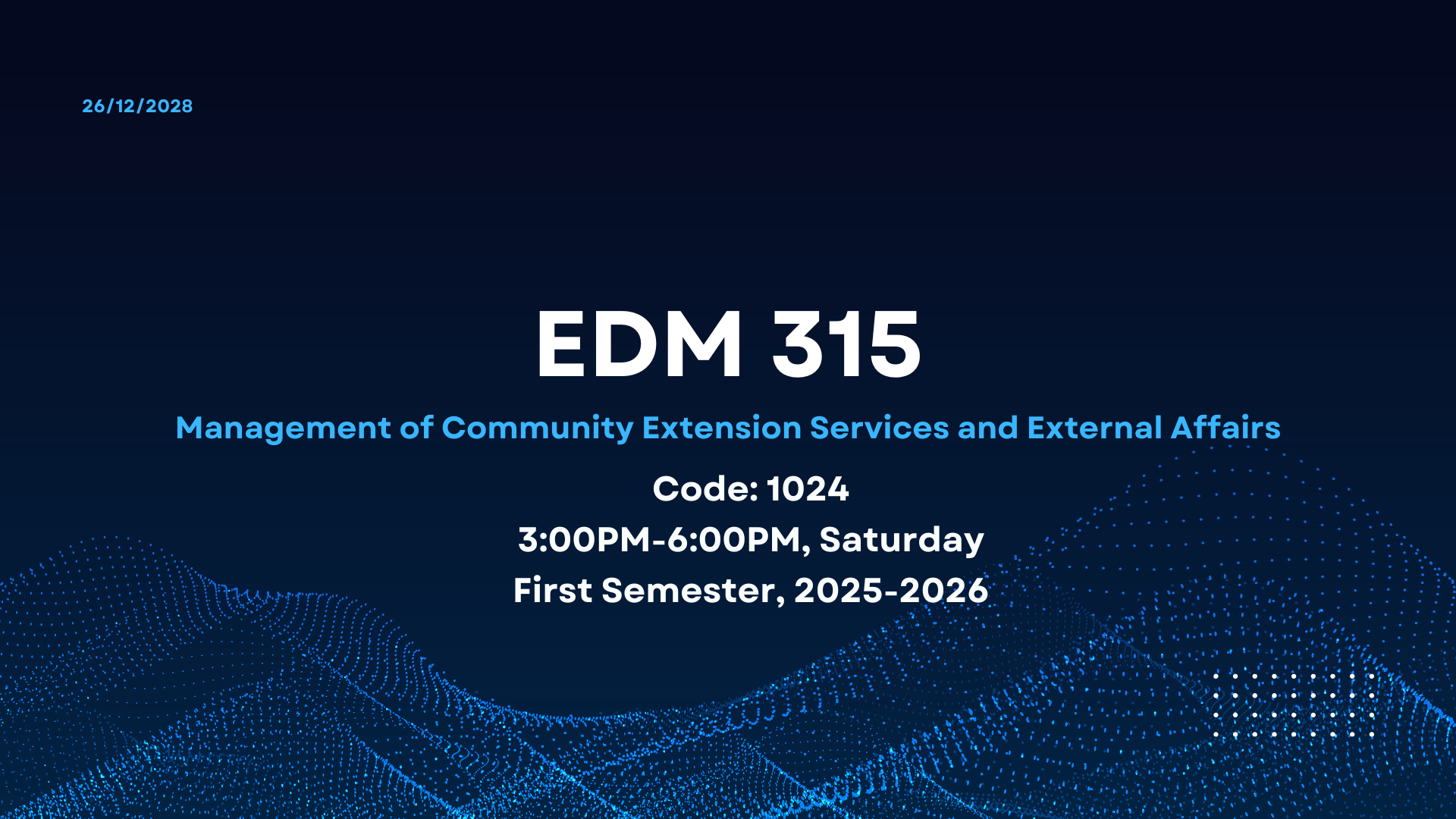 MNMGT of CE and EA (EDM 315 - 1st Sem 2025-206)