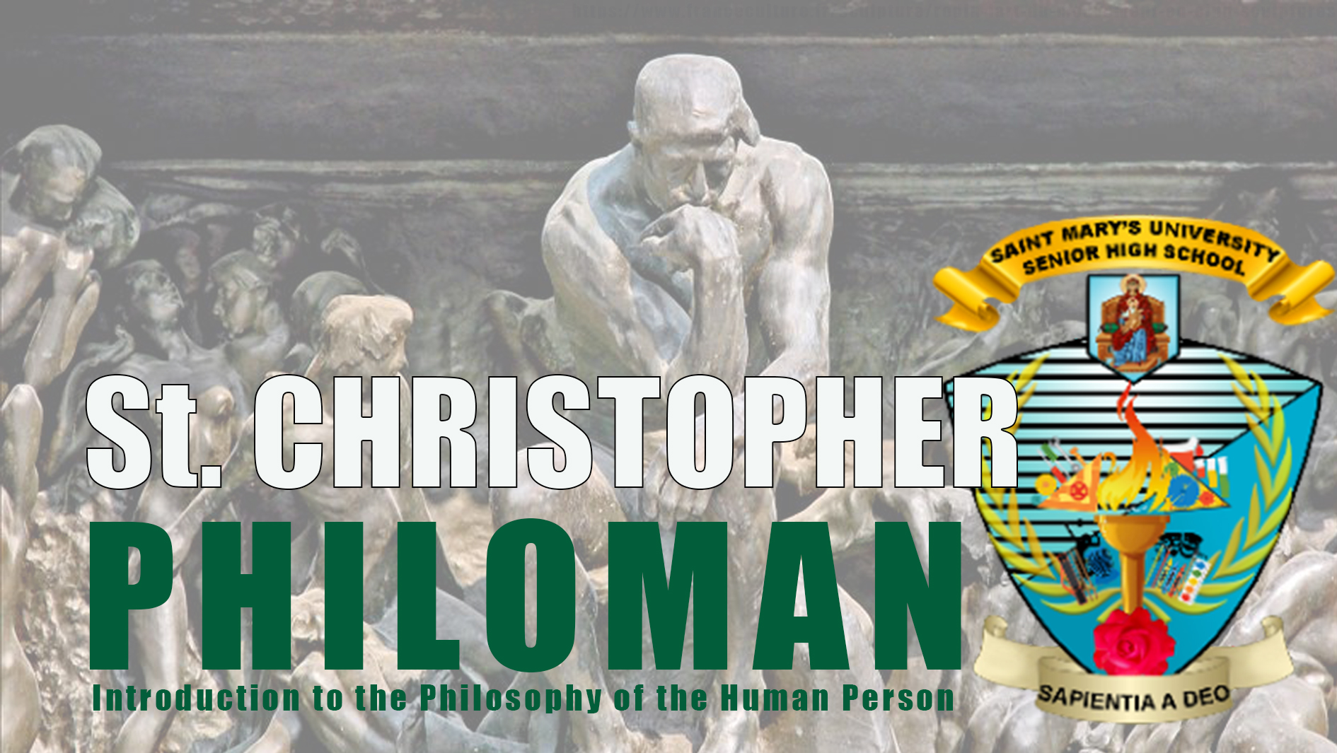 Intro to the Philosophy of the Human Person 8:00-9:30MW (TVL- HOME ECONOMICS 12 ST. CHRISTOPHER)